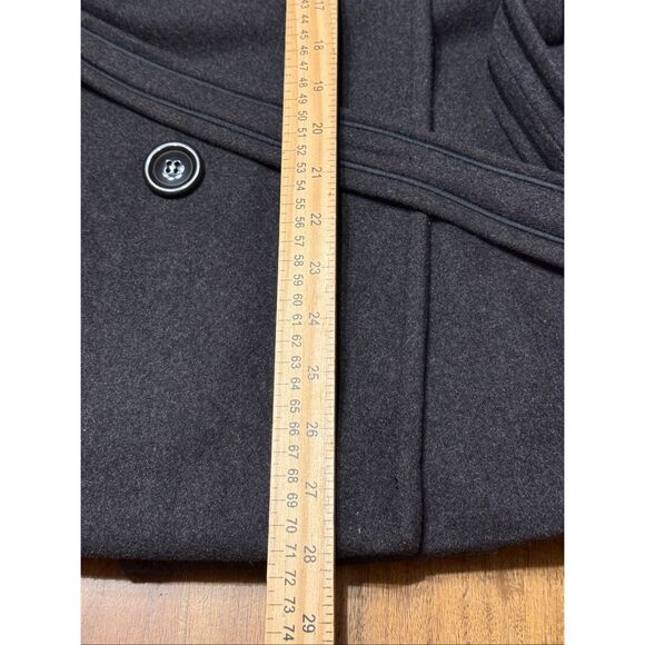 Giacca Pea Coat Wool Blend Womens Dark Gray Medium Double Breasted - Picture 7 of 7